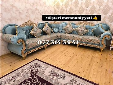 postel: Klassik üslubda künc dəstı – zərif qızılı oyma detalları və pastel — 1