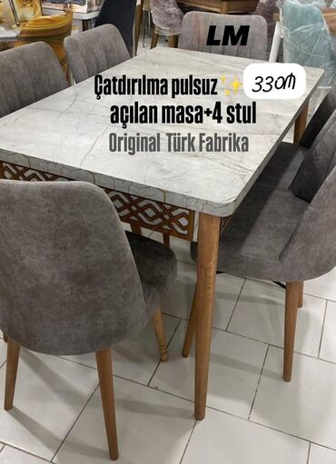 kuxna stolari: Mətbəx üçün, Yeni, Açılan, 4 stul