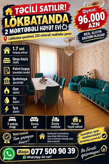 2 otaql: Təcili satılır lökbatanda 2 mərtəbə həyət evi — 1