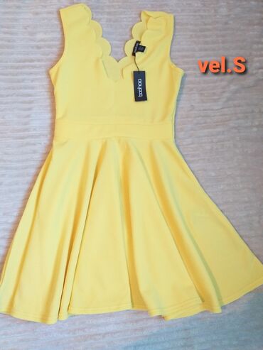 trikotažne haljine: S (EU 36), bоја - Žuta, Drugi stil, Na bretele