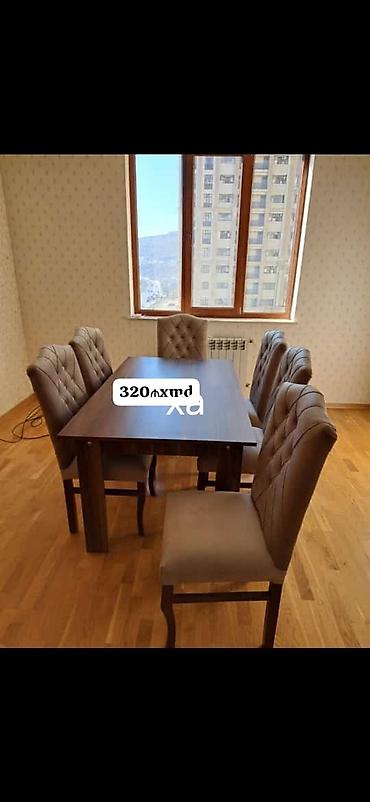 12 neferlik stol: 6 nəfərlik yemək masası və stul dəsti - Dəst: 1 ədəd düzbucaqlı masa — 1