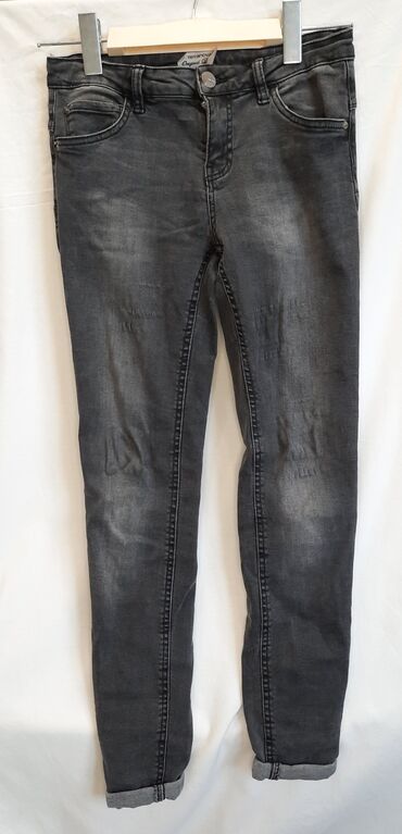 серые джинсы с высокой талией: Скинни, Terranova, Турция, Средняя талия