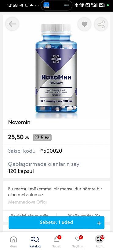 es 25: Novomin – antioksidant kompleks Məhsulun adı: Novomin (NovoMin) — 1