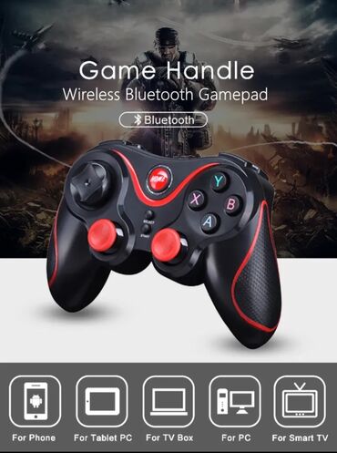 Video oyunlar üçün aksesuarlar: Bluetooth gamepad (joystik) android, windows, linux, tv box, smart