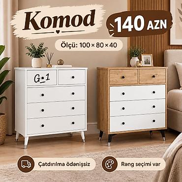Komod – funksional və estetik saxlama mebeli - Ölçü: 100 × 80 × 40 sm
