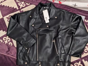 женские зимние кожаные куртки: Кожаная куртка, Косуха, Эко кожа, Оверсайз, M (EU 38)