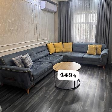 kunc divanlar ucuz: Künc divan dəsti – müasir dizayn - Rəng: tünd boz (kontrast sarı və — 1