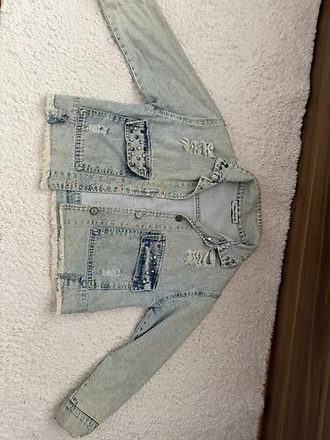 oversize tshirt: İkinci el Məhsul: Cins gödəkcə - Rəng: Açıq mavi/stone yuma effekti - — 1