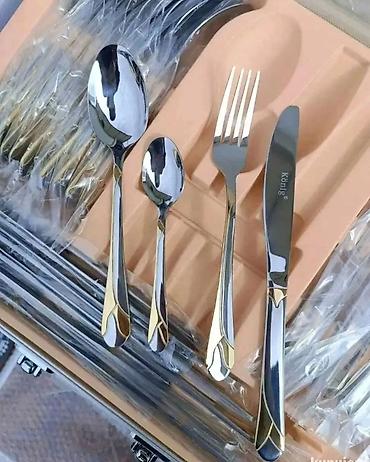 crea box: Set pribora za jelo – inox, dvobojni dizajn (srebrno-zlatni akcenti) — 1