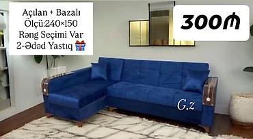 Divanlar: - Açılan künc divan – bazalı model - Ölçü: 240 × 150 sm - Rəng seçimi — 1