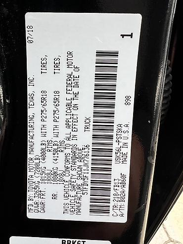 Toyota: Toyota Тундра: 2018 г., 5.7 л, Автомат, Бензин, Пикап — 19