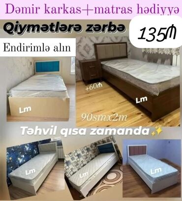 Masa və oturacaq dəstləri: Yeni, Təknəfərlik çarpayı, Bazasız, Matras ilə, Siyirməsiz