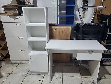 Mebel: Düz masa, Stulsuz, Polkalı, Siyirməli, MDF — 4