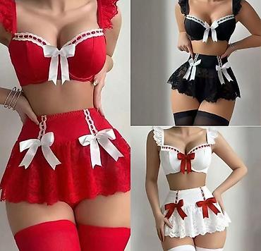 Костюмы: Qadınlar üçün zərif iç geyim dəstləri Model 1 – Qotazlı krujeva set — 1