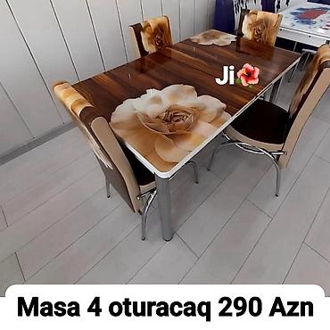 stol dəst: Mətbəx üçün, Yeni, Açılmayan, Dördbucaq masa, 4 stul — 1