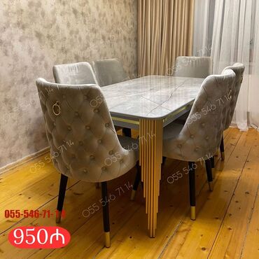 круглый стол на заказ: Qonaq otağı üçün, Yeni, 6 stul