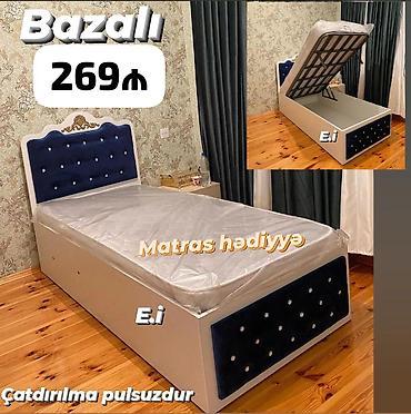 Bazalı tək nəfərlik çarpayı – zərif və funksional model. Ağ korpuslu