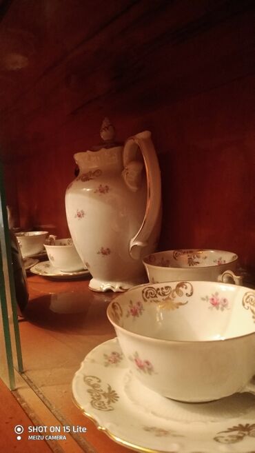чайный набор: Çay dəsti, rəng - Ağ
