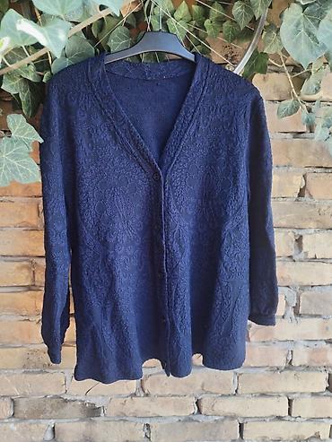 koton dzemperi: Džemper veste, veličina 2XL. Tamnoplava boja sa reljefnim, floralnim — 3