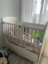 qiz otagi ucun aboylar: Для девочки и мальчика, Новый, Четырехугольная, Колыбель, С бортиками, С матрасом, Без механизма качания