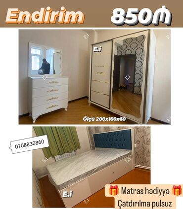 tek adamliq carpayilar: *Yataq dəsti 850Azn💥* ✔️Rəng seçimi var *🎁Matras hədiyyə* ✔️ Matireal
