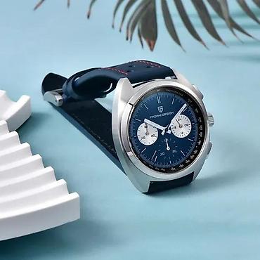 Ručni satovi: PAGANI DESIGN PD-1782 - 39mm - Plava/Koza - Seiko Mehanizam Potpuno — 3