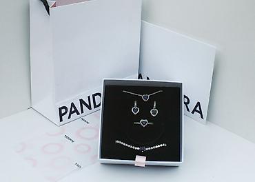pandora оригинал: Набор украшений Pandora с синими камнями в форме сердца Состав — 2