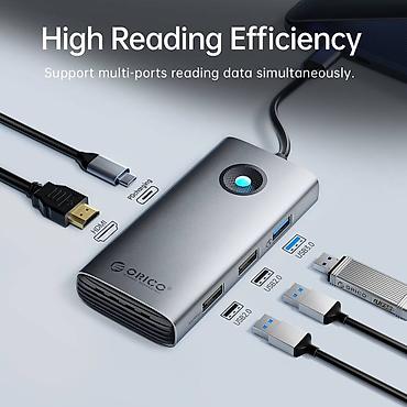 4 luk kabel: DS ORICO-PW11-5P-SV-EP 5-in-1 USB 3.0,2x USB2.0, PD 60 W,HDMI 4K/30Hz — 1