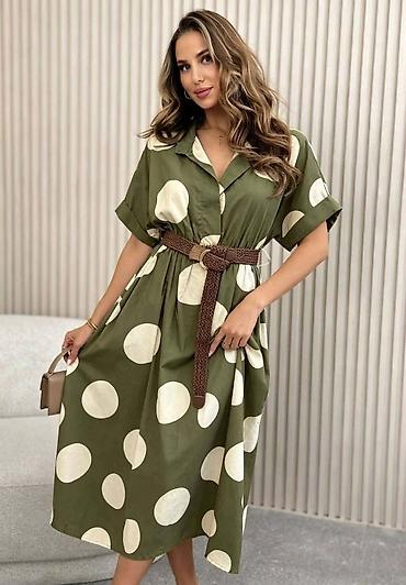 Haljine: Haljina košulja sa krupnim tufnama - Kroj: ležeran A-kroj, midi — 8