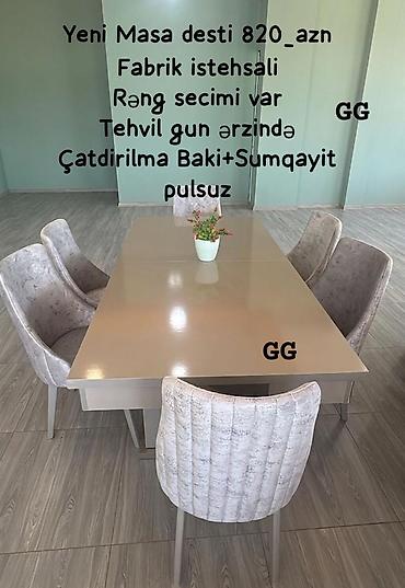 sumqayit mebel: Qonaq otağı üçün, Yeni, Dördbucaq masa, 6 stul — 1