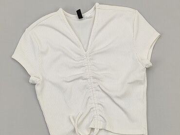 białe krótka bluzki: Bluzka Damska, H&M, S, stan - Bardzo dobry