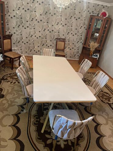 Digər mebel: Qonaq otağı üçün, Yeni, Dördbucaq masa, 6 stul