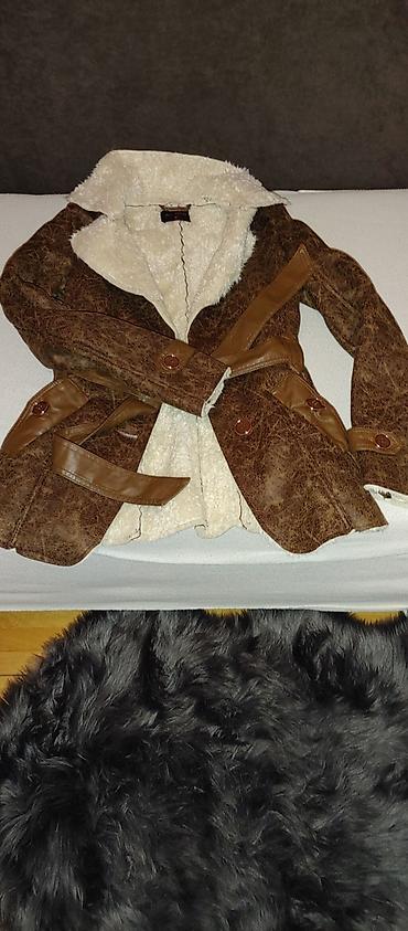Zimske jakne: Ženska zimska jakna/kaput od veštačke brušene kože u braon boji, sa — 3