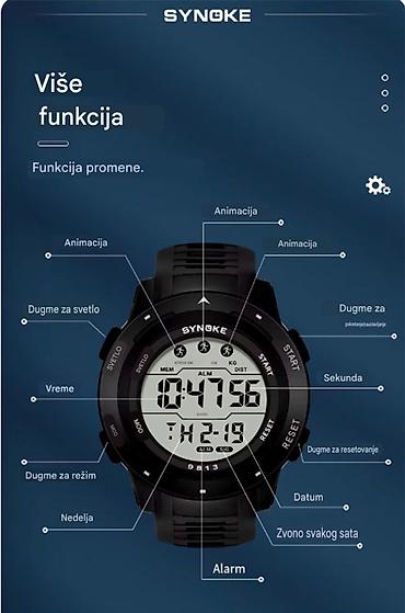 Ručni satovi: Opis Digitalni mehanizam visokog kvaliteta: SYNOKE muški sat ima — 8