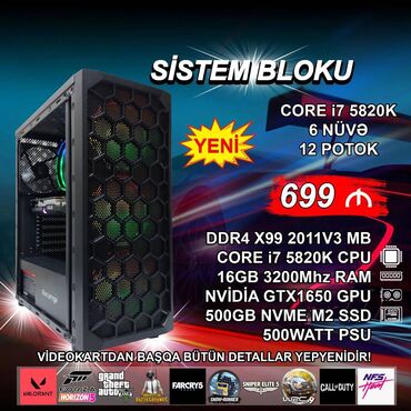 komputer windows 7: Sistem Bloku "Revenge DDR4 Gaming Core i7 5820K GTX1650” ⭐Tək Sistem