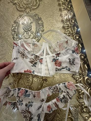 женский карсет: Комплект, Трусики, Стринги, С кружевом — 4