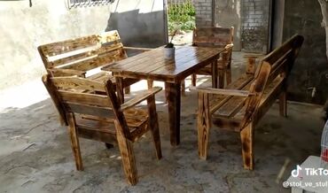 Bağ, çöl oturacaqları: Taxta yemək dəsti – müxtəlif modellər - Material: tam ağac (kənd — 23