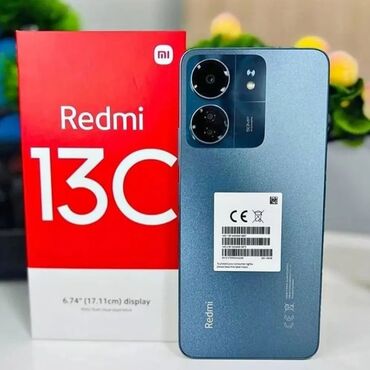 редми: Xiaomi Redmi 13C, 256 ГБ, цвет - Синий, 
 Гарантия, Отпечаток пальца, Две SIM карты