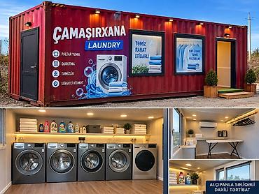 ikinci el konteyner ev: İcarəyə: Mobil “Çamaşırxana” konteyneri Xidmətlər və imkanlar: - — 2