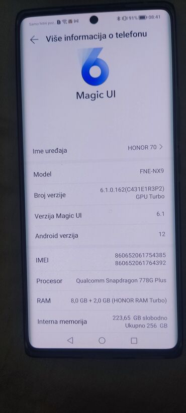 kozna fotrola za mobilni dimenzije xcm: Honor 70 Pro, 256 GB