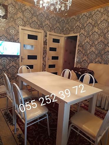 Masa və oturacaq dəstləri: Qonaq otağı üçün, Yeni, Açılmayan, Dördbucaq masa, 6 stul — 4