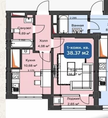 жк ала тоо элеганс строй: 1 комната, 39 м², Кок-Жар мкр Элитка, 12 этаж, ПСО (под самоотделку) — 3