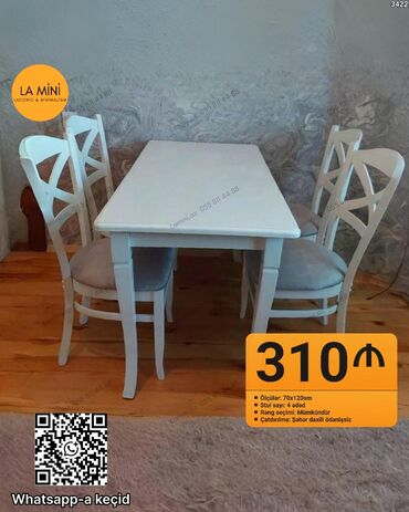 бу кухонный гарнитур в бишкеке: Mətbəx üçün, Açılmayan, Dördbucaq masa, 4 stul