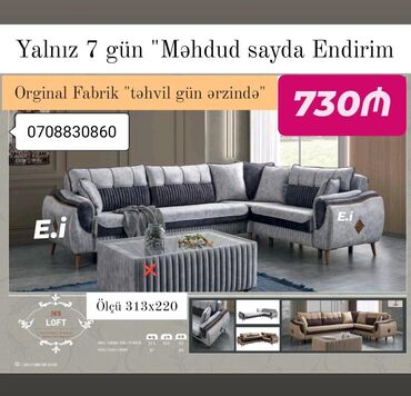 ucuz qaplar: Künc divan, Yeni, Şəhərdaxili pulsuz çatdırılma