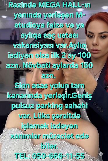 usta yeri: Qadın saç ustası tələb olunur, Yerin icarəsi — 1