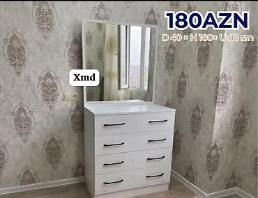 kamot termo: Ağ rəngli güzgülü komod/drezuar - Üst hissədə iri düzbucaqlı güzgü - — 1