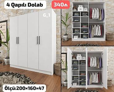 data kabel lan: 4 qapılı geyim dolabı – G_1 modeli - Rəng: ağ, minimal dizayn - Ölçü — 1