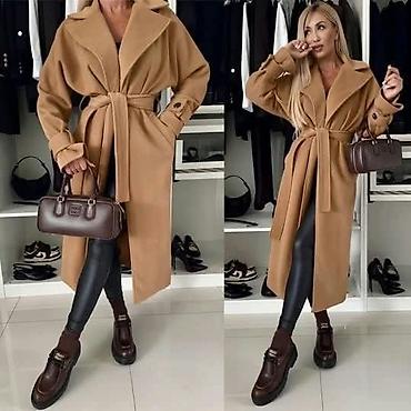 mona kaput zeleni: Ženski elegantni kaput sa vezivanjem u struku - Kroj: klasičan trench — 1