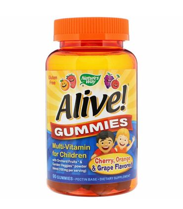 Витамины и БАДы: Alive! жевательные конфеты, мультивитамин для детей со вкусом вишни