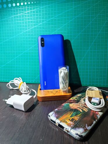 смартфоны с хорошей камерой: Redmi, Redmi 9A, Колдонулган, 32 ГБ, түсү - Көк, 2 SIM